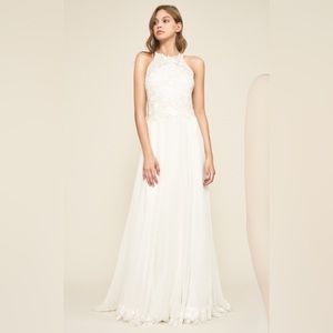 Tadashi Shoji bridal wedding Tuscan halter open-back gown ivory white 8